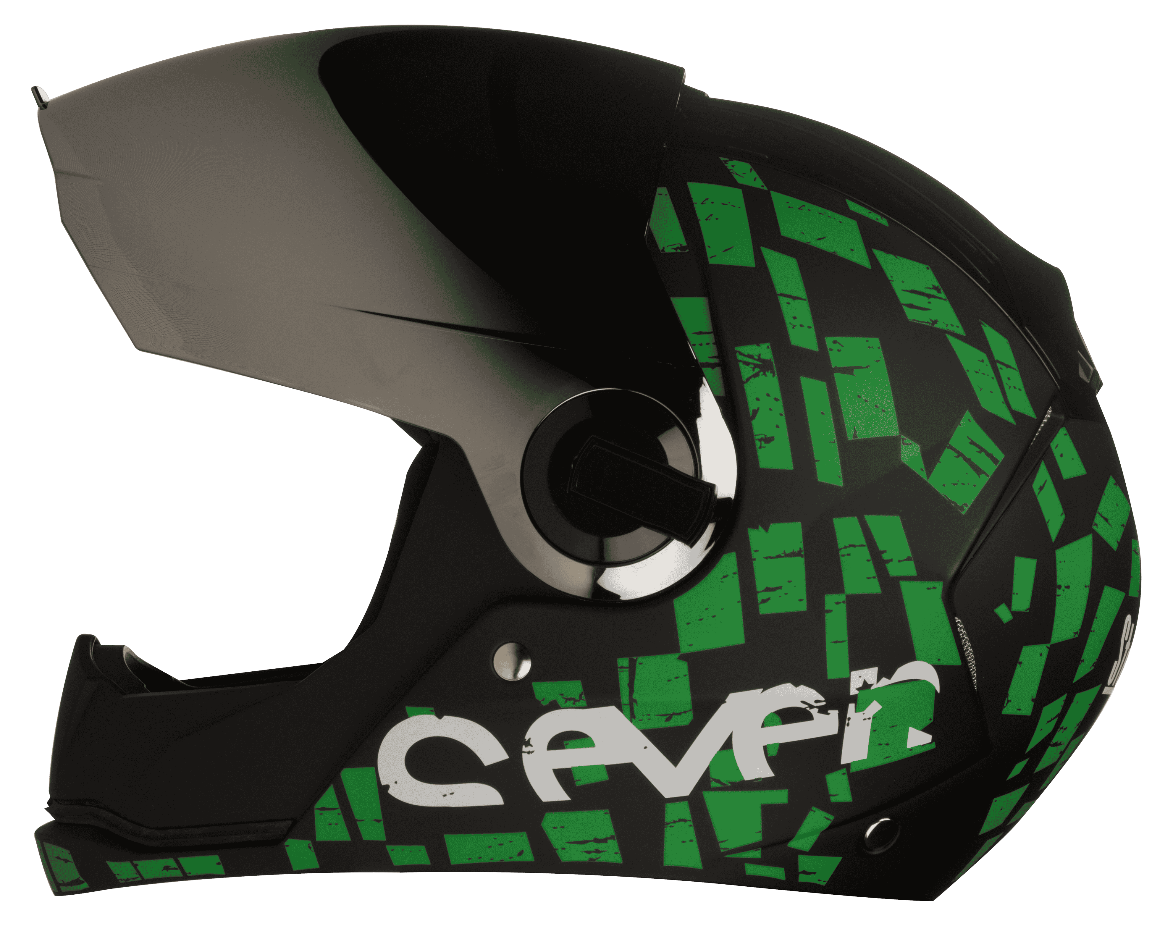 SBA-2 Seven Mat Black With Green ( Fitted With Clear Visor  Extra Silver Chrome Visor Free)